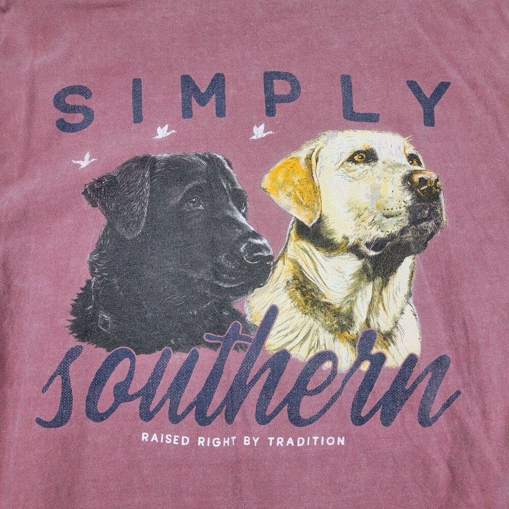 Simply Southern TShirt Mens Medium Red Long Sleeve Dog Labrador Hunting
